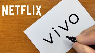 How to turn words VIVO（Netflix）into a cartoon from imagination - How to draw doodle art on paper