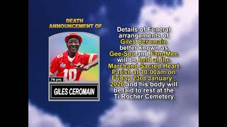 Giles Ceromain ~ Short Obituary