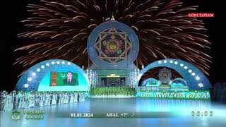Turkmenistan: National Anthem Live at New Year's Eve 2024 in Ashgabat (2023.12.31-2024.1.1.)