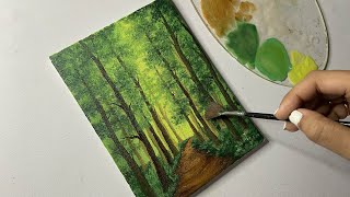 Forest pathway painting/ easy acrylic painting for beginners/#57 #acrylicpainting