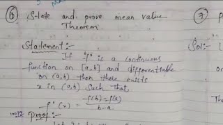 MEAN VALUE THEOREM 3 sem maths important question