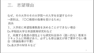 大学院進学指導２ 面接試験での質問事項