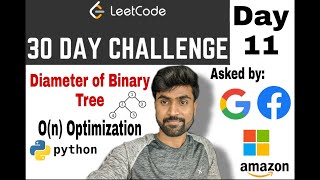 Diameter of binary tree - Amazon Coding Interview Question | leetcode python solution - binary tree