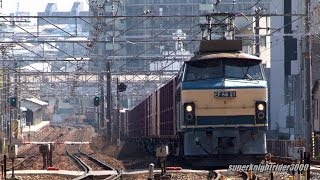 JR貨物 EF66 21号機+コキ26B 貨物列車1053レ 海田市→広タ 2014.3