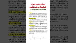 George Bernard Shaw- Spoken English and Broken English|Instant Essay for Exam success|Simple summary