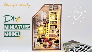 Gary's study DIY miniature model | Dollhouse | Mini town | Model making | Relaxing | ASMR