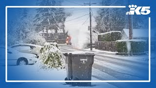 Winter storm slams into Washington, downing trees and closing roads