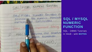 SQL/MySQL - Numeric Functions with example | with notes