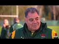Kangaroo Nathan Cleary & coach Mal Meninga - 2022 Rugby League World Cup final  7NEWS