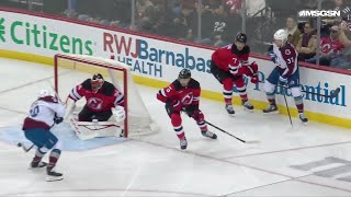 Ross Colton scores a goal against the New Jersey Devils