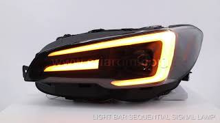 Subaru WRX / Levorg VA VM 15-21 Projector Headlamp w Light Bar Daylight \u0026 Sequential Signal