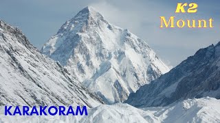 Mount K2 - Karakoram Mountain Range aerial View.