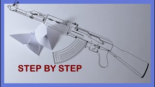How To Draw AK-47 - Step By Step Tutorial detailed \\ complex