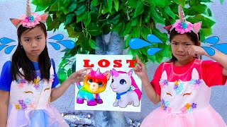 Emma and Jannie Look for Their Lost Cat | Kids Animal Story