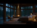 🌧️【4k】cozy cabin retreat rainy dawn with fireplace perfect for sleep study u0026 meditation