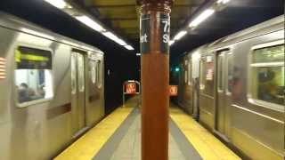 IRT Broadway Line: R62A 1 Train \u0026 R142 2 Train at 72nd St-Broadway (Downtown Bound)