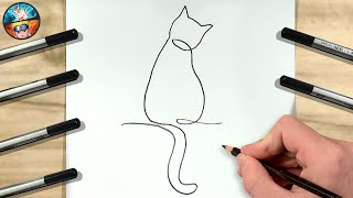 Como Dibujar Arte Lineal un GATO | drawing line art cat easy