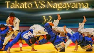 TAKATO Naohisa vs NAGAYAMA Ryuju. All contests in IJF series 3:2.