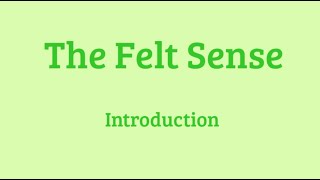 Introduction to the 'Felt Sense'