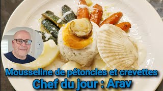 Mousseline de pétoncles et crevettes