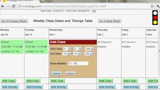 Creting Classes and class schedules in testegg.com