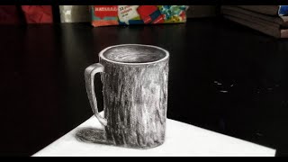 3D Trick Art Mug on Paper||| Mug Drawing Tutorial Pencil Sketch step by step (Very Easy)-Mug Sonhos