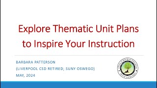 Explore Thematic Unit Plan Exemplars