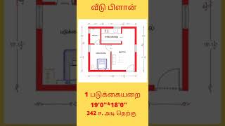 #342 ச. அடி #19*18 தெற்கு பார்த்த மனை தெற்கு வாசல் வீடு பிளான் #வாஸ்துப்படி பிளான் #பில்டிங் பிளான்#