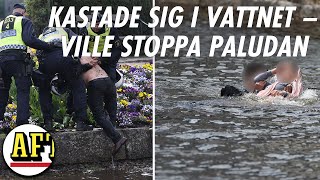 Paludan i Borås – folk kastade sig i vattnet för att stoppa koranbränningen