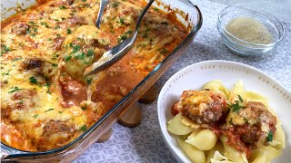 Überbackene Hackfleischbällchen im Ofen - Einfaches Rezept mit Tomaten Soße überbacken mit Käse