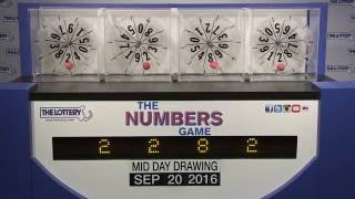 Midday Numbers Game Drawing: Tuesday, September 20, 2016