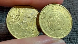 1999 Belgium 50 Euro Cents Coin • Values, Information, Mintage, History, and More