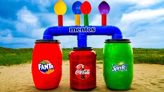 Experiment: Giant Coca Cola and Fanta & Sprite vs Mentos in Balloons