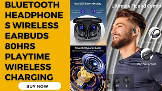 Bluetooth Headphones Wireless Earbuds 80hrs Playtime Wireless Charging #bestgadgets #bluethooth