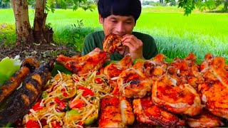 ปลาดุกย่างไก่ย่างส้มตำเผ็ดๆแกล้มผักสดแซ่บคักขนาดครับพี่น้องMUKBANG EATING SHOW/โก้อีสานพาแดก