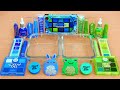 Blue vs Green - Mixing Makeup Eyeshadow Into Slime ASMR