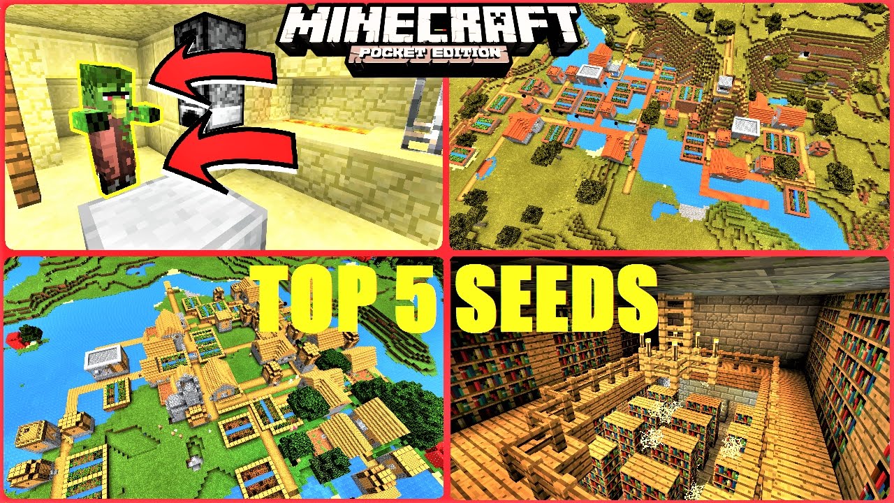 Minecraft PE - TOP 5 SEEDS ! EXTREMELY RARE VILLAGES ! STRONGHOLDS ...