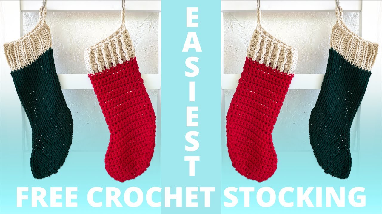 Easiest Crochet Christmas Stocking In Rows Free Beginner Pattern Bulky ...