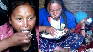 Dry green leaf vegetable curry called ''GUNDRUK'' in nepali with rice || Pastoral life of nepal