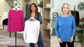 Susan Graver Liquid Knit Embellished Long-Sleeve Top on QVC