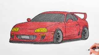 How to draw a TOYOTA SUPRA A80 1993 / drawing car / coloring supra IV / mk4 rz jza80 1996 stance