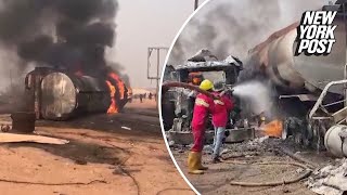 Nigerian gasoline tanker explosion kills at least 70 people, authorities say