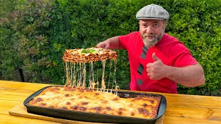 Homemade Giant Lasagna Using a Secret Recipe! A Crowd-Pleasing Family Favorite