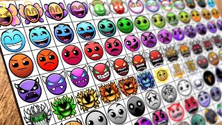 Drawing  1-123 LVL GEOMETRY DASH Difficulty Faces / How to color GEOMETRY DASH