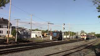 MBTA train #406 passing Pan Am train AYPO at Ayer, MA