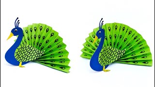 How to make peacock With Paper / Easy Blue and Neon Peacock with paper /Origami Craft idea