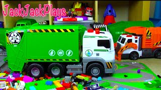Garbage Trucks Toy UNBOXING and Play! Fast Lane Pump Action | JackJackPlays