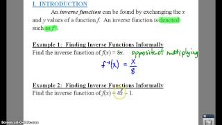 PC: 1.6 Notes: Example 1 - Finding Inverse Functions