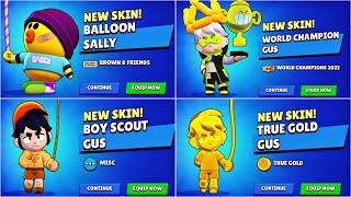 GUS ALL SKINS UNLOCK ANIMATIONS | Brawl stars