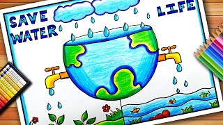 World Water Day Drawing | World Water Day Poster | Save Water Save Life Poster | Save Water Drawing